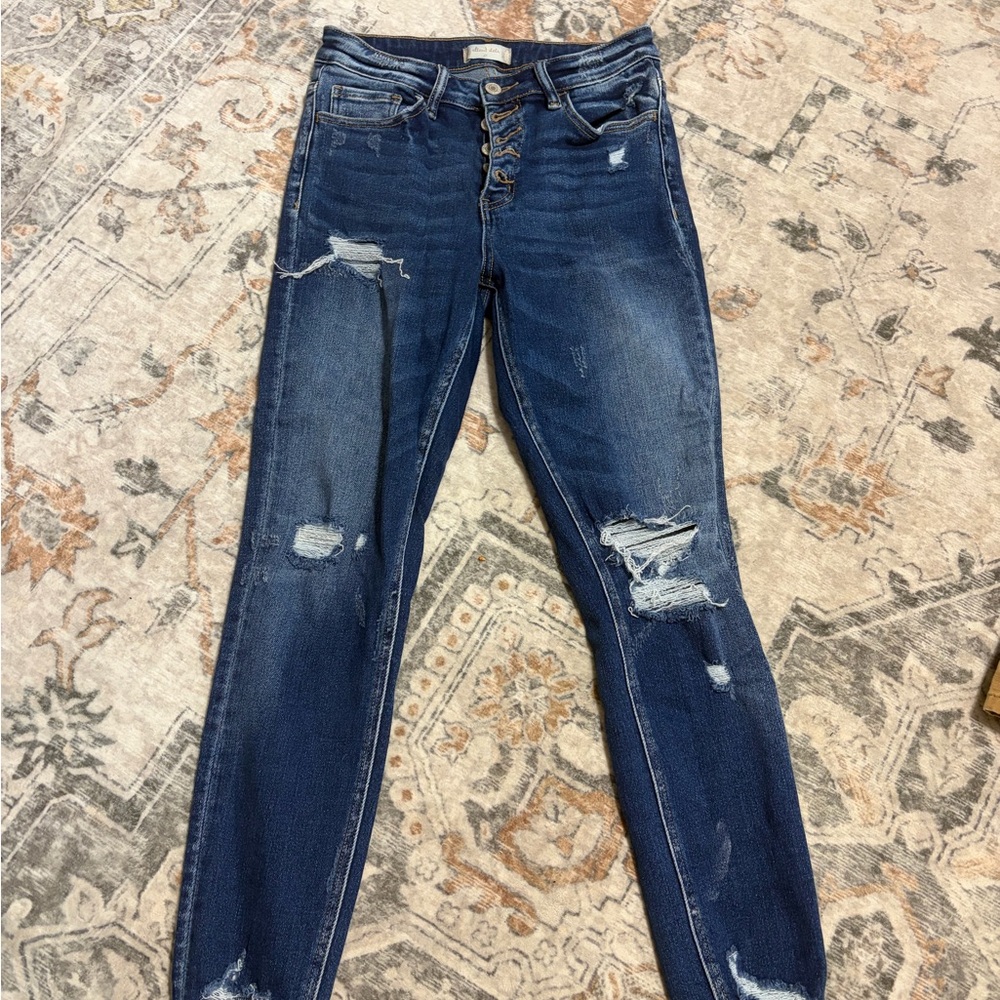 Altar'd State Dark Blue Distressed Skinny Jeans